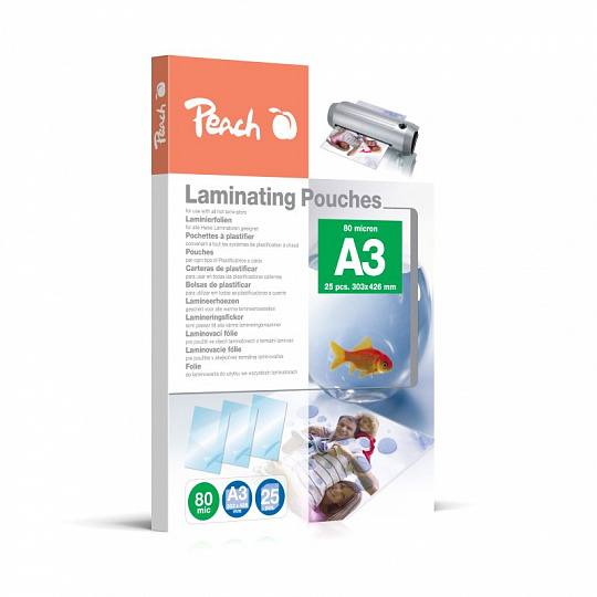 PEACH laminovací folie A3 (303x426mm), 80mic, lesklé, 25ks PEACH laminovací folie A3 (303x426mm), 80mic, lesklé, 25ks