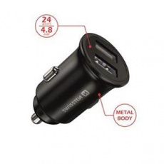 SWISSTEN CL ADAPTÉR 2x USB 4,8A METAL ČERNÝ SWISSTEN CL ADAPTÉR 2x USB 4,8A METAL ČERNÝ