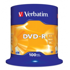 VERBATIM DVD-R(100-Pack)Spindl/MattSlvr/16x/4.7GB