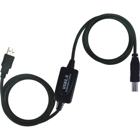 PremiumCord USB 2.0 repeater a propojovací kabel A/M-B/M 10m