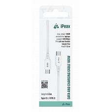 TPU KABEL USB-C / USB-C 1,5M, 5A, 100W BÍLÝ TPU KABEL USB-C / USB-C 1,5M, 5A, 100W BÍLÝ