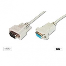Digitus sériový kabel prodlužovací DB9 M/F 2m, šedý Digitus sériový kabel prodlužovací DB9 M/F 2m, šedý