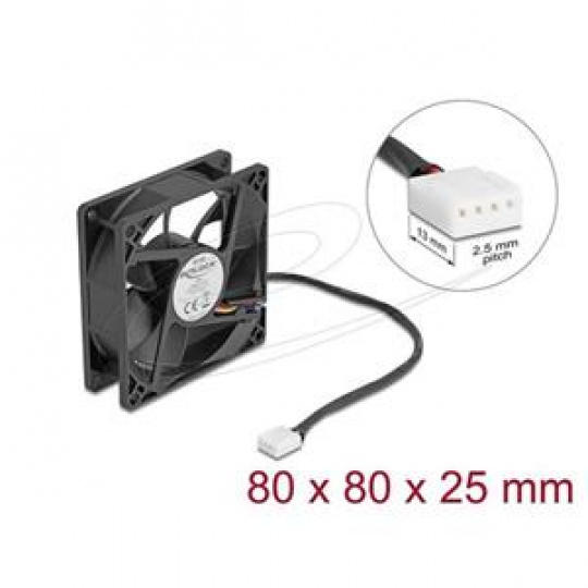 Delock Axiální ventilátor: 12 V DC, 80 x 80 x 25 mm, černý Delock Axiální ventilátor: 12 V DC, 80 x 80 x 25 mm, černý
