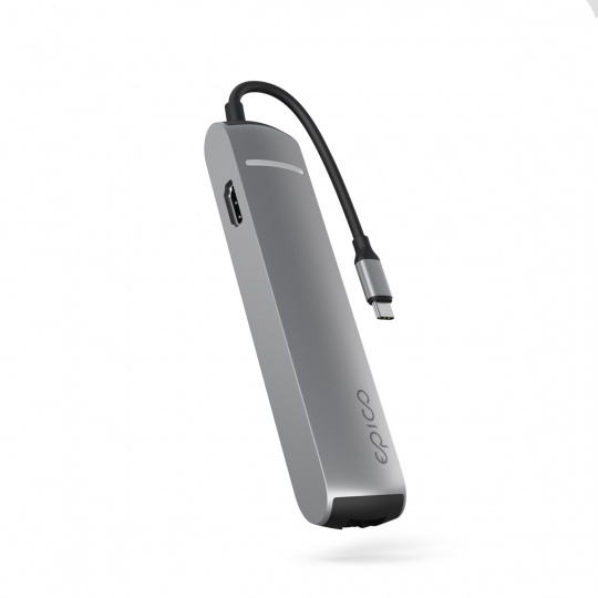 Epico 6v1 Slim Hub 8K s USB-C konektorem - šedá