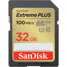 SanDisk Extreme PLUS/SDHC/32GB/100MBps/UHS-I U3 / Class 10/Černá