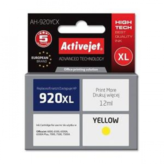 ActiveJet inkoust HP CD974AE Premium 920XL Yellow, 12 ml     AH-920YCX