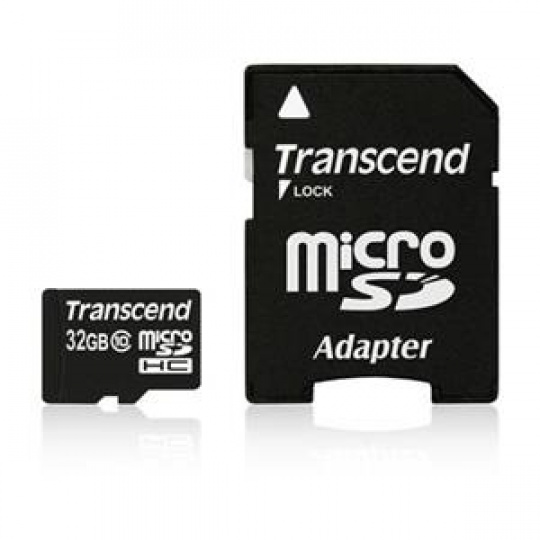 Transcend 32GB microSDHC (Class 10) paměťová karta (s adaptérem)