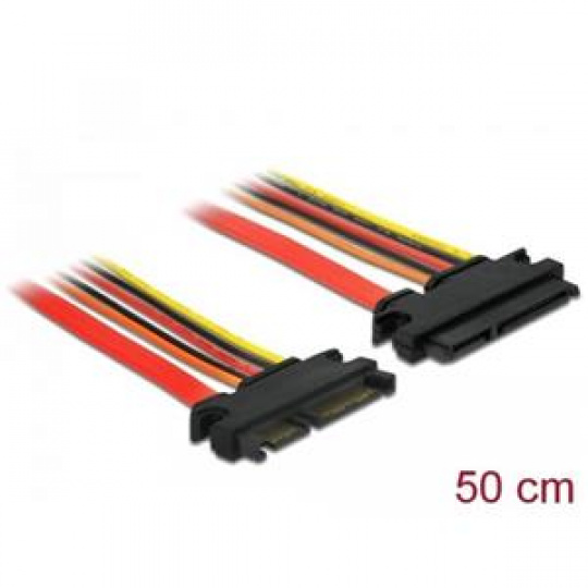 Delock Prodlužovací kabel SATA 6 Gb/s 22 pin samec > SATA 22 pin samice (3,3 V + 5 V + 12 V) 50 cm