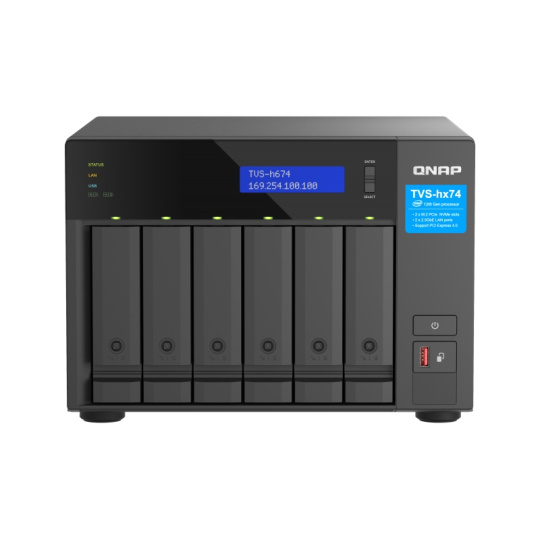 QNAP TVS-h674-i5-32G (6core 4,4GHz, ZFS, 32GB RAM, 6x SATA, 2x M.2 NVMe, 2x PCIe, 2x 2,5GbE, HDMI)