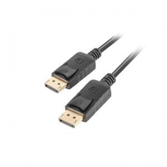 LANBERG připojovací kabel DisplayPort 1.2 M/M, 4K@60Hz, délka 3m, černý, se západkou, zlacené konektory