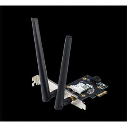 ASUS PCE-AX3000, AX3000 Dvoupásmový PCI-E Wi-Fi 6 (802.11ax). Podpora 160MHz, Bluetooth 5.0, zabezpečení sítě WPA3,OFDMA