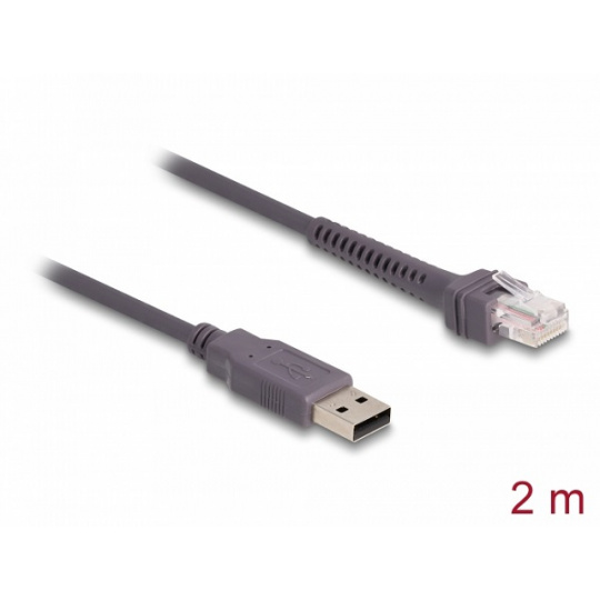 Delock Kabel z rozhraní RJ50 na USB 2.0 Typu-A ke čtečce čárových kódů, 2 m