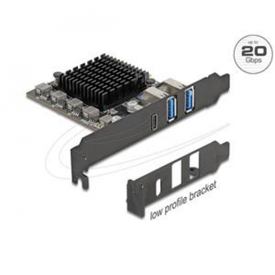 Delock Karta PCI Express x4 na 1 x USB 20 Gbps USB Type-C™ + 2 x USB 10 Gbps Typ-A - Low Profile Form Factor Delock Karta PCI Express x4 na 1 x USB 20 Gbps USB Type-C™ + 2 x USB 10 Gbps Typ-A - Low Profile Form Factor