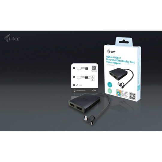 I-Tec USB-A/USB-C Dual 4K DP Video Adapter