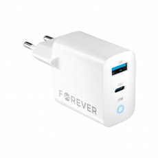 Nabíječka do sítě Forever TC-06-20AC PD QC 1x USB-C 1x USB 20W bílá Nabíječka do sítě Forever TC-06-20AC PD QC 1x USB-C 1x USB 20W bílá