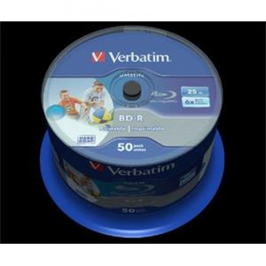 VERBATIM BD-R SL DataLife 25GB, 6x, printable, spindle 50 ks