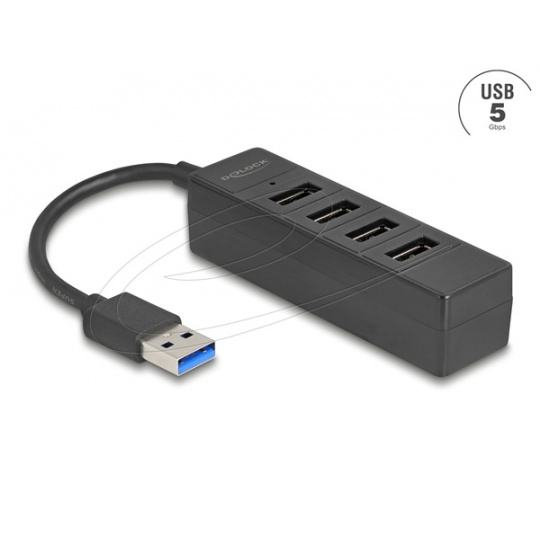 Delock 4 portový USB Hub, USB 5 Gbps, se 4 x zásuvkovými porty USB Typ-A, černý Delock 4 portový USB Hub, USB 5 Gbps, se 4 x zásuvkovými porty USB Typ-A, černý