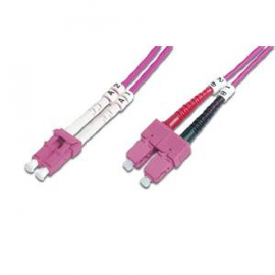 DIGITUS Fiber Optic Patch Cord, LC to SC, Multimode OM4 - 50/125 µ, Duplex, color RAL4003 Length 10m