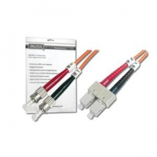 DIGITUS Fiber Optic Patch Cord, ST to SC, Multimode 50/125 µ, Duplex Length 10m