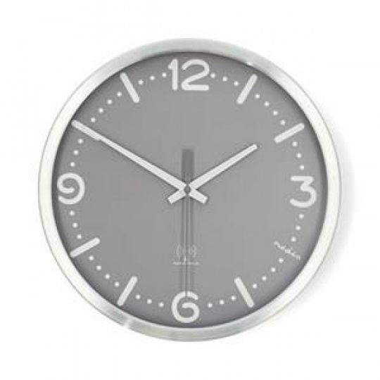 Nedis CLWA7226SS - Nástěnné hodiny | Průměr: 300 mm | Hliník | Rádiem řízený čas | Tichý pohyb | Kov / Šedá