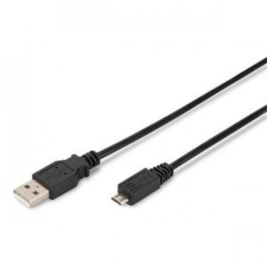 Digitus USB 2.0 connection cable, type  A - micro B M/M, 1.0m, USB 2.0 conform, bl