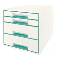 LEITZ Zásuvkový box WOW CUBE, 4 zásuvky, ledově modrá LEITZ Zásuvkový box WOW CUBE, 4 zásuvky, ledově modrá