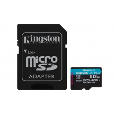 Kingston Canvas Go Plus A2/Micro SDXC/512GB/UHS-I U3 / Class 10/+ Adaptér Kingston Canvas Go Plus A2/Micro SDXC/512GB/UHS-I U3 / Class 10/+ Adaptér