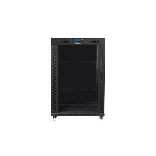 LANBERG Volně stojící skříň 19" 22U/800x1000 LCD skleněné dveře černá (RAL9004)   (v rozloženém stavu)