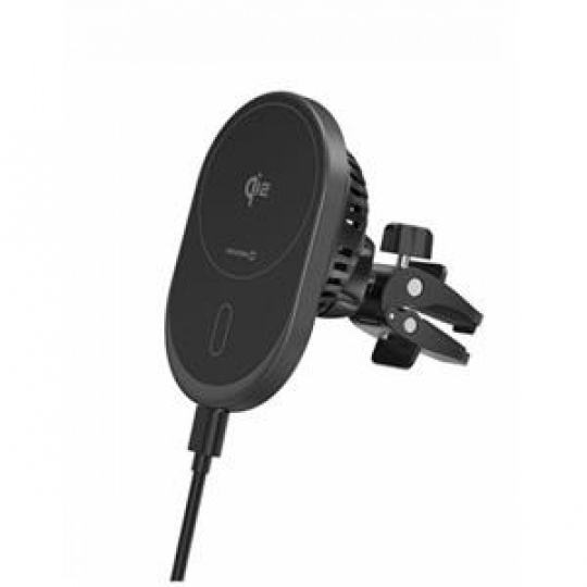 SWISSTEN MAGNETICKÝ DRŽÁK DO VENTILACE AUTA MagRide S BEZDRÁTOVÝM NABÍJENÍM Qi2 15W (kompatibilní s MagSafe)