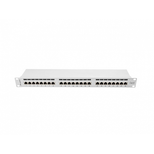PATCH PANEL 24 PORTŮ 1U 19" CAT.6 FTP STÍNĚNÝ ŠED