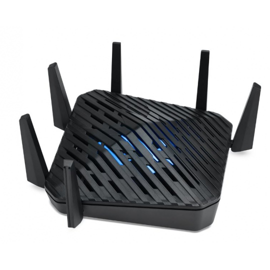 Acer Predator connect W6,router WiFi 6E,802.11 a/b/g/n/ac/ax,až 7800 Mb/s,tri-band (2.4/5/6GHz),1xWAN 2.5Gb/s,4xLAN 1Gb/s,WPS