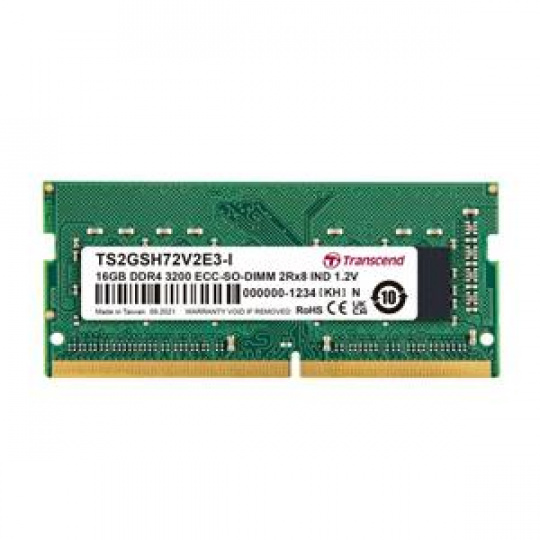 Transcend paměť 16GB Industrial ECC SODIMM DDR4 3200 1Rx8 (2Gx8)x9 CL22 1.2V