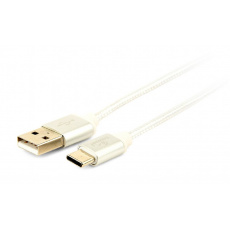 GEMBIRD Opletaný USB-C - USB 2.0,  M/M, 1,8 m, stříbrný