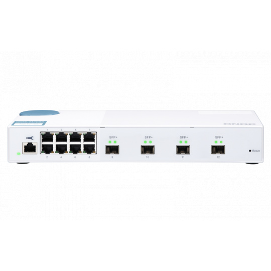 QNAP řízený switch QSW-M408S (12portů: 8x Gigabit port + 4x 10G SFP+ porty)