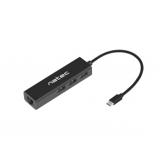 Natec Butterfly USB-C rozbočovač 3x USB 2.0 HUB + RJ45 Natec Butterfly USB-C rozbočovač 3x USB 2.0 HUB + RJ45