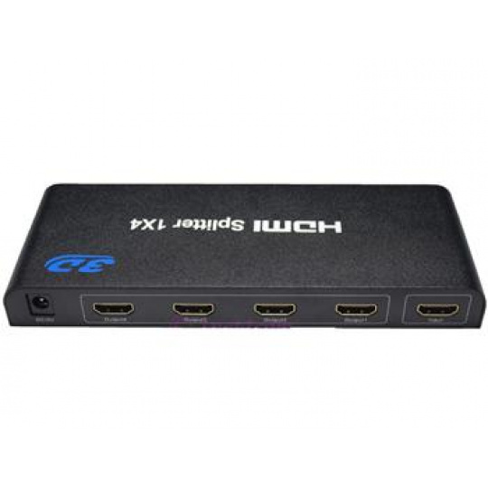 PremiumCord HDMI splitter 1-4 portů kovový s napájecím adaptérem, 3D, FULL HD