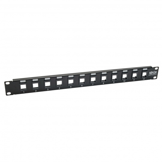 Patch Panel 12-Port 1U Rack Nestíněný, Keystone/Multimedia, RJ45 Ethernet, USB, HDMI, Cat5e/6