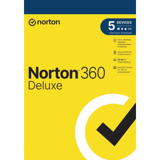 NORTON 360 DELUXE 50GB +VPN 1 uživatel pro 5 zařízení na 2  roky