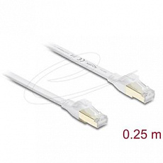 Delock Plochý spojovací kabel RJ45 Cat.8.1 U/FTP, až 40 Gbps, 0,25 m, bílý