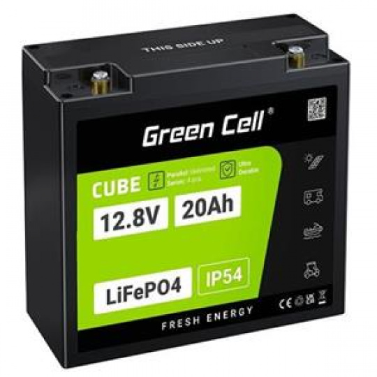 Green Cell CUBE LiFePO4 20Ah 12.8V 256Wh Lithium Iron Phosphate Battery for Tractor, Lawnmower, Electric Vehicles Green Cell CUBE LiFePO4 20Ah 12.8V 256Wh Lithium Iron Phosphate Battery for Tractor, Lawnmower, Electric Vehicles