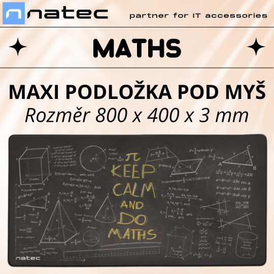 Maxi podložka pod myš Natec Maths, 80x40 cm