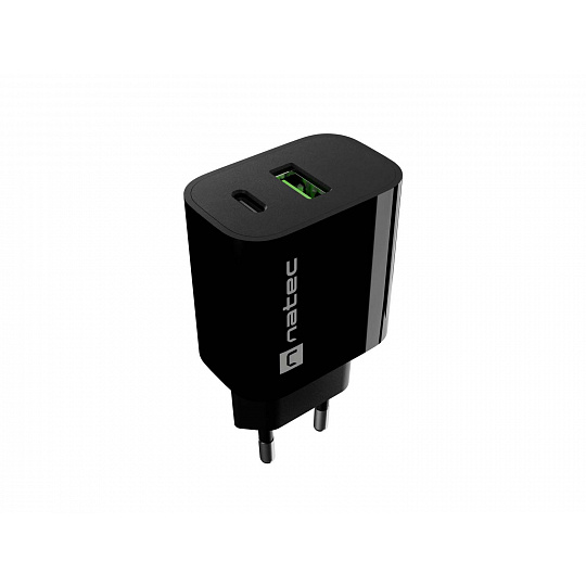 Univerzální nabíječka Natec RIBERA 20 W, 1X USB-A + 1X USB-C, černá Univerzální nabíječka Natec RIBERA 20 W, 1X USB-A + 1X USB-C, černá