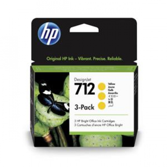 HP 712 3-Pack 29-ml Yellow DesignJetInk