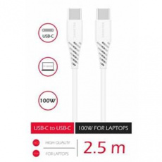 SWISSTEN DATOVÝ KABEL TPE USB-C/USB-C POWER DELIVERY 5A (100W) 2,5 M BÍLÝ SWISSTEN DATOVÝ KABEL TPE USB-C/USB-C POWER DELIVERY 5A (100W) 2,5 M BÍLÝ