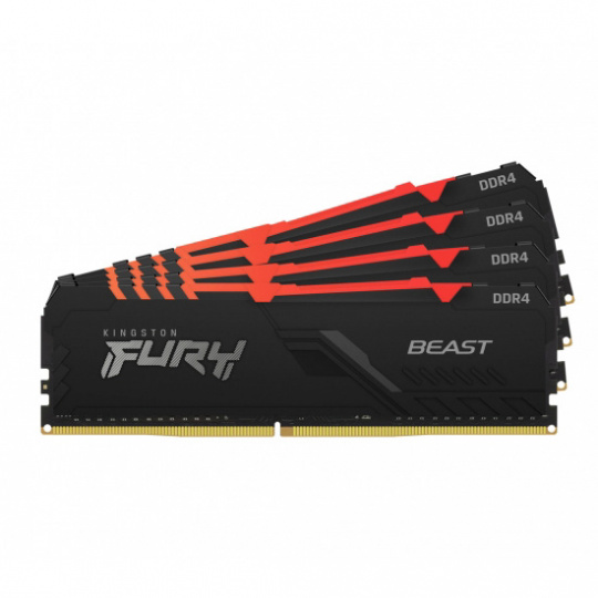 Kingston FURY Beast/DDR4/64GB/3600MHz/CL18/4x16GB/RGB/Black