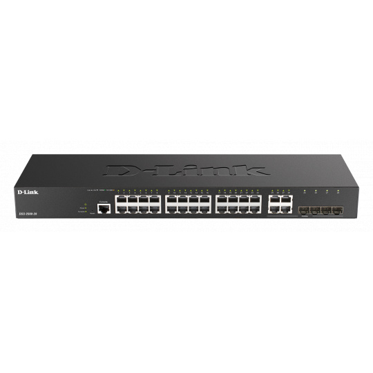 D-Link DGS-2000-28 Managed switch, 24x GbE, 4x RJ45/SFP, fanless