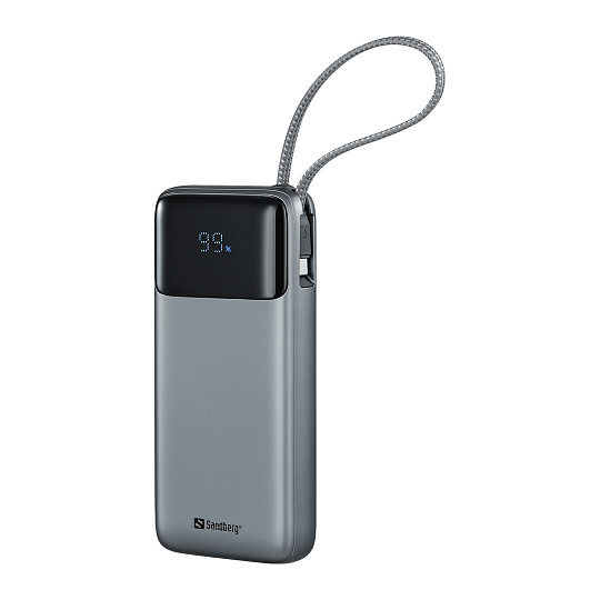 Sandberg All-in1 Powerbank 20000 mAh PD 67W, powerbanka s integrovaným USB-C kabelem, černá Sandberg All-in1 Powerbank 20000 mAh PD 67W, powerbanka s integrovaným USB-C kabelem, černá