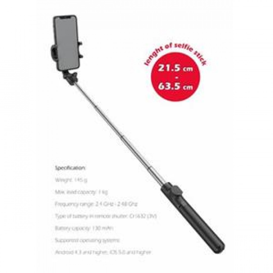 SWISSTEN BLUETOOTH SELFIE STICK ALUMINUM TRIPOD PRO