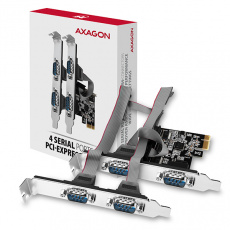 AXAGON PCEA-S4N, PCIe řadič - 4x sériový port (RS232) 250 kbps, vč. LP