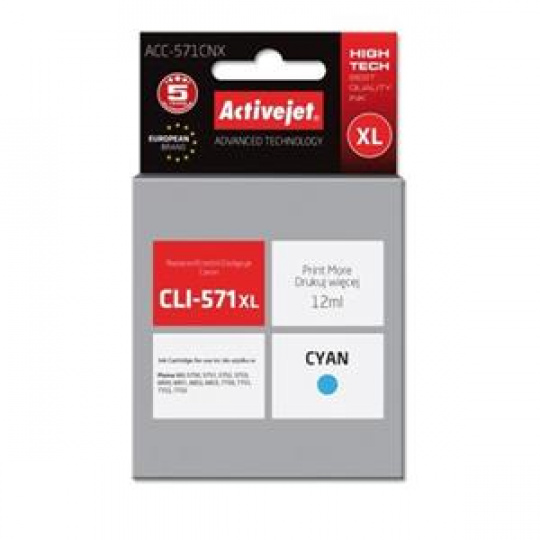 ActiveJet inkoust Canon CLI-571C XL, 12 ml, new ACC-571CNX
